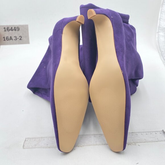 Purple Women Comfortable Low Heel Pull on Stylish Knee High Boot Square Toe Boot - Picture 6 of 6